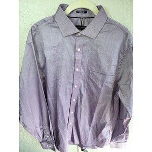 Tommy Hilfiger Mens Large 16-16.5 Purple Button Down Shirt Regular Fit Stretch W